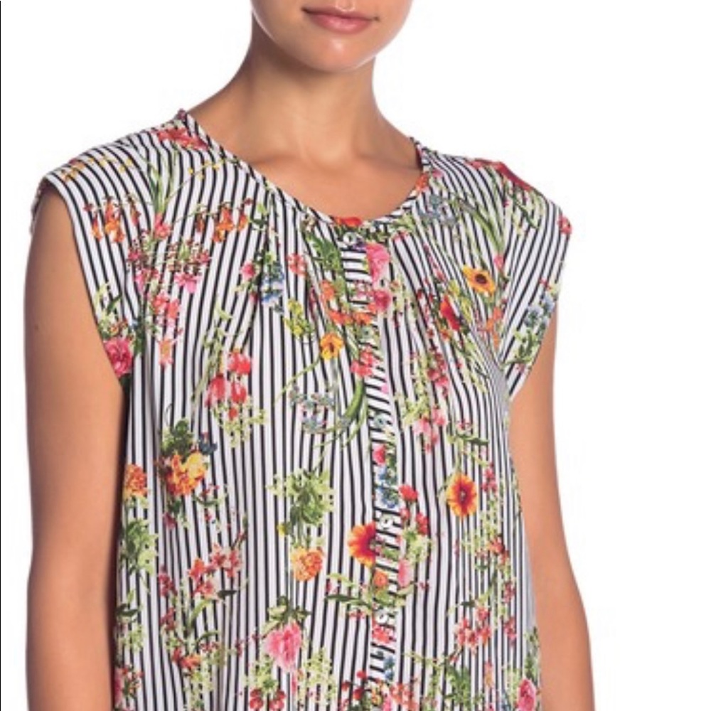 Cap Sleeve Button Down Blouse